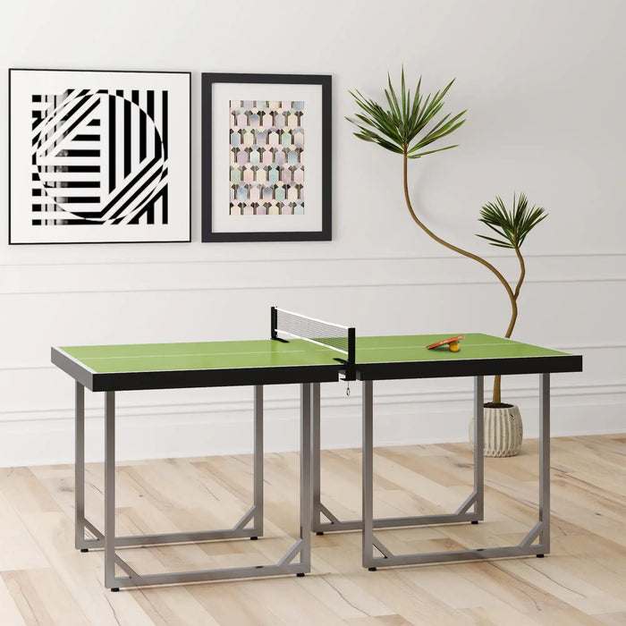 6FT Mini Table Tennis Table | Split Table Functionality for Compact Space Entertainment - Little and Giant Explorers HOMCOM