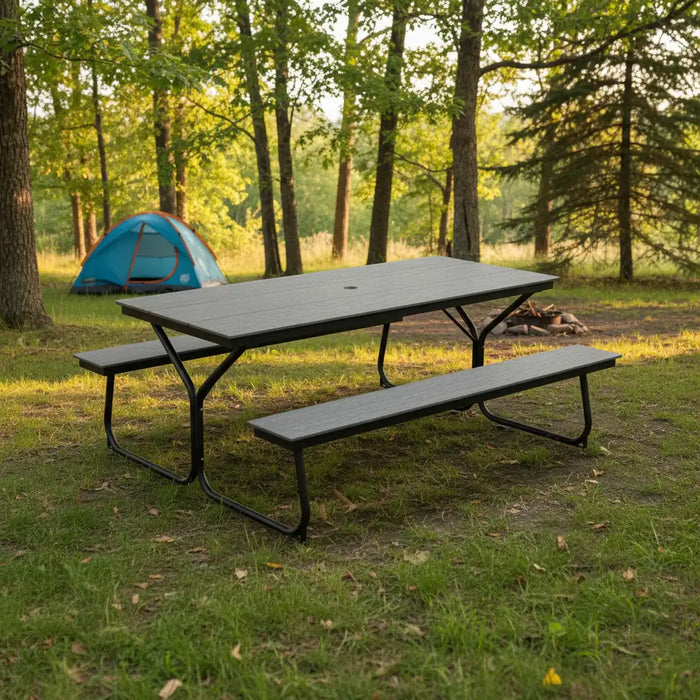 6ft Outdoor Picnic Table and Bench Set – Grey and Black | Heavy-Duty Dining Table COSTWAY - Little and Giant Explorers Costway