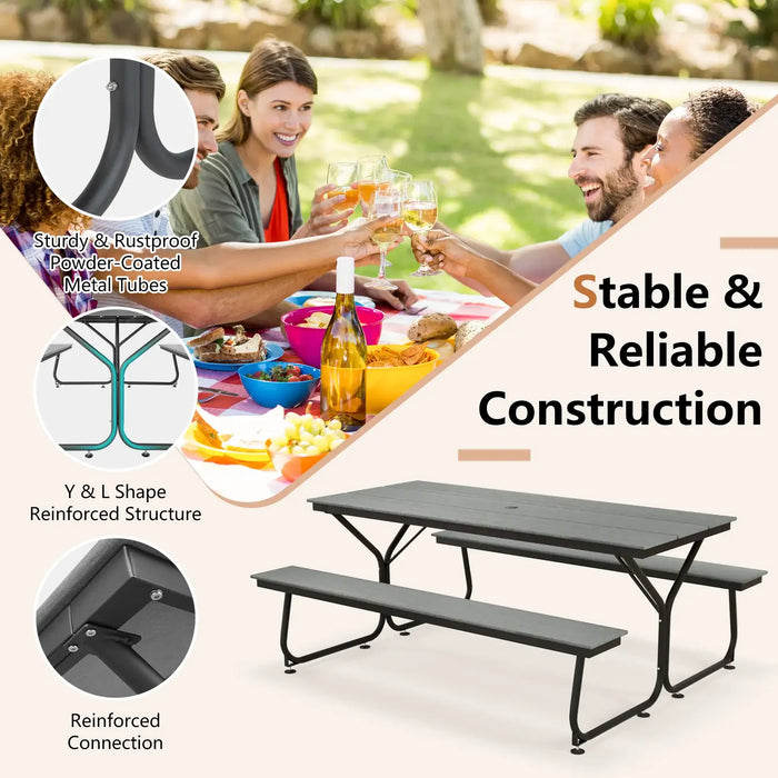 6ft Outdoor Picnic Table and Bench Set – Grey and Black | Heavy-Duty Dining Table COSTWAY - Little and Giant Explorers Costway
