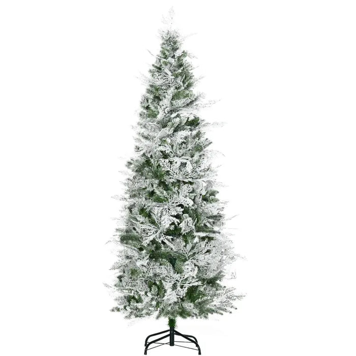 6FT Pencil Snow Flocked Artificial Christmas Tree with Realistic Cypress Branches - Little and Giant Explorers HOMCOM