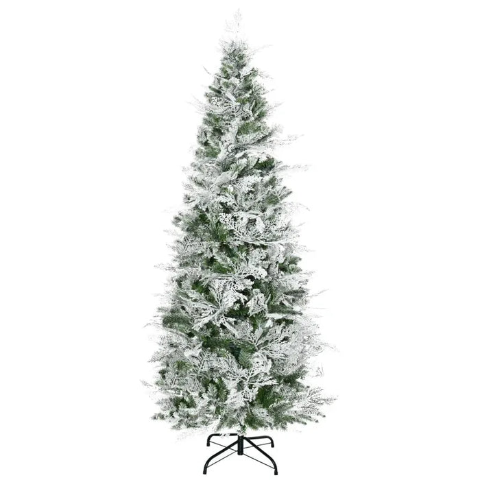 6FT Pencil Snow Flocked Artificial Christmas Tree with Realistic Cypress Branches - Little and Giant Explorers HOMCOM