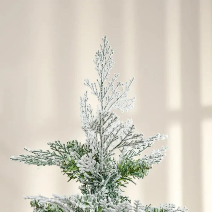 6FT Pencil Snow Flocked Artificial Christmas Tree with Realistic Cypress Branches - Little and Giant Explorers HOMCOM