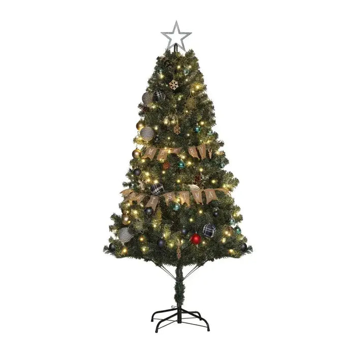 6FT Pre-Lit and Decorated Christmas Tree | Blue and Green - Little and Giant Explorers HOMCOM