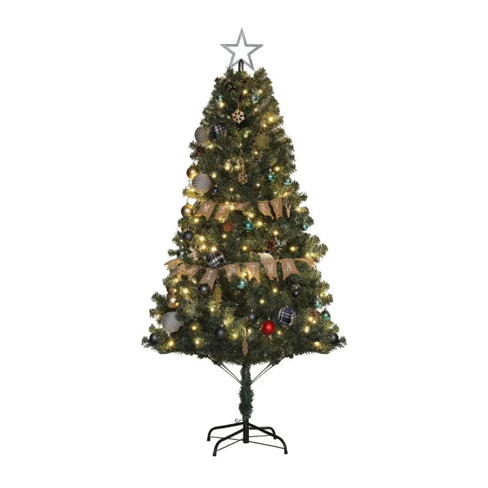 6FT Pre-Lit and Decorated Christmas Tree | Blue and Green - Little and Giant Explorers HOMCOM