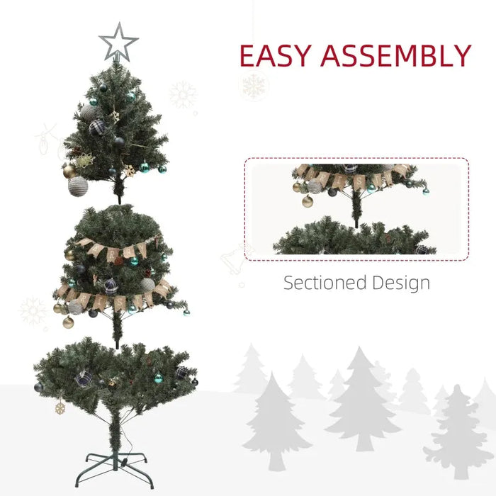 6FT Pre-Lit and Decorated Christmas Tree | Blue and Green - Little and Giant Explorers HOMCOM