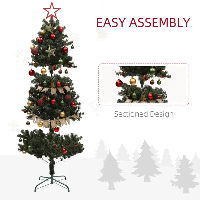 6FT Pre-Lit and Decorated Christmas Tree | Red and Green - Little and Giant Explorers HOMCOM