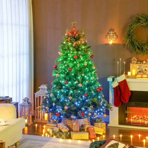 6ft Pre-Lit Artificial Christmas Tree | Carolina Pine - 330 LED Lights and Remote Control HOMCOM - Little and Giant Explorers HOMCOM