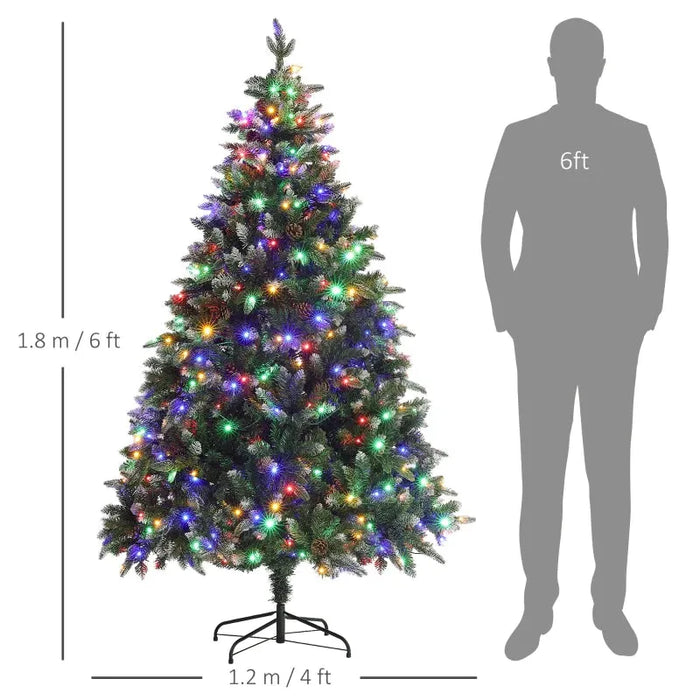 6FT Pre-lit Artificial Christmas Tree with Dual Colour LED Light - Little and Giant Explorers HOMCOM