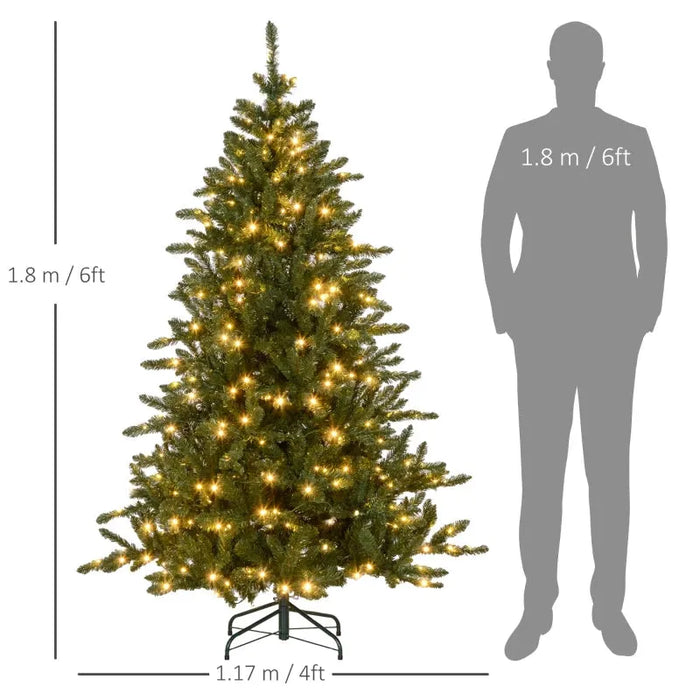 6FT Pre-lit Artificial Christmas Tree with Warm White LED Lights and 872 Tips - Little and Giant Explorers HOMCOM