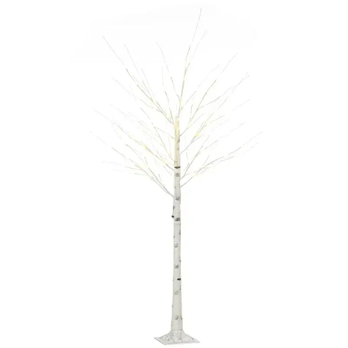 6FT Artificial White Birch Tree with Warm White Pre-Lit LED Light - Little and Giant Explorers HOMCOM
