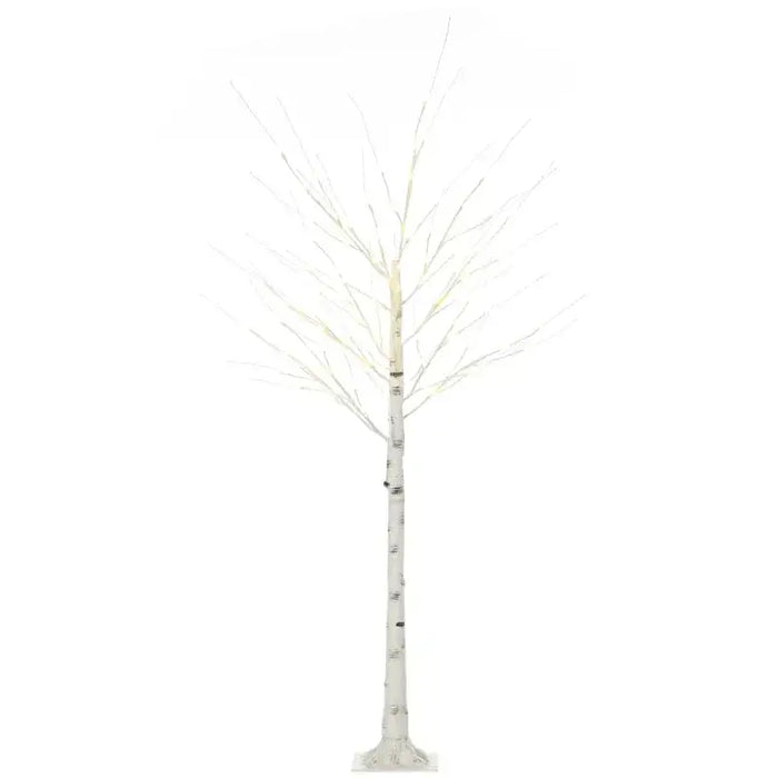 6FT Artificial White Birch Tree with Warm White Pre-Lit LED Light - Little and Giant Explorers HOMCOM