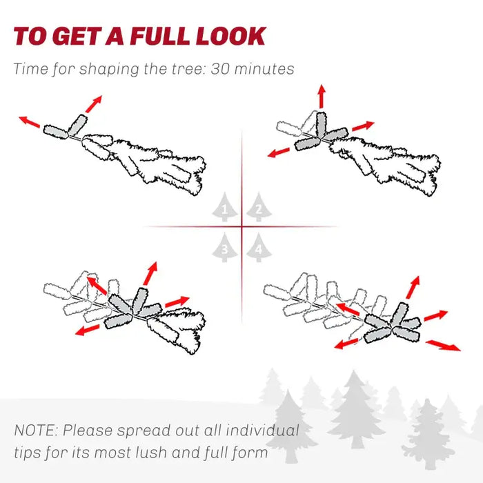 6ft Pre-Lit LED Lights Artificial Christmas Tree | Realistic Hinged Xmas Tree with Metal Base HOMCOM - Little and Giant Explorers HOMCOM