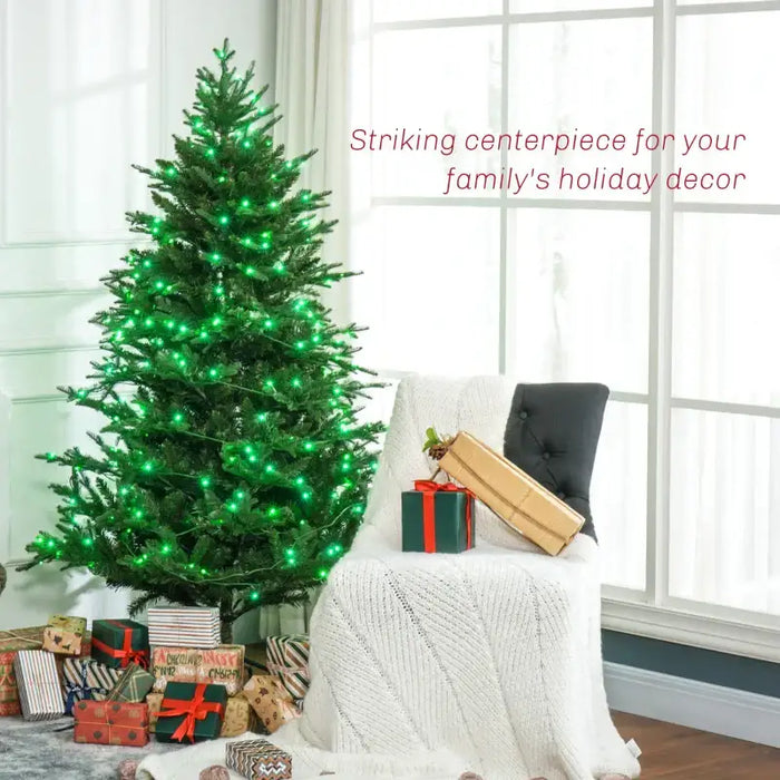 6ft Pre-Lit LED Lights Artificial Christmas Tree | Realistic Hinged Xmas Tree with Metal Base HOMCOM - Little and Giant Explorers HOMCOM