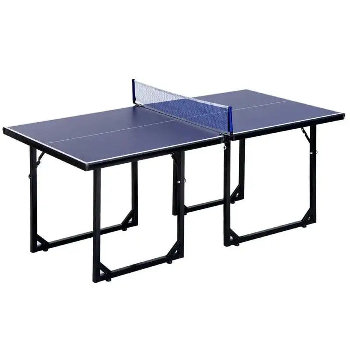 6ft blue professional table tennis table with split design and folding legs