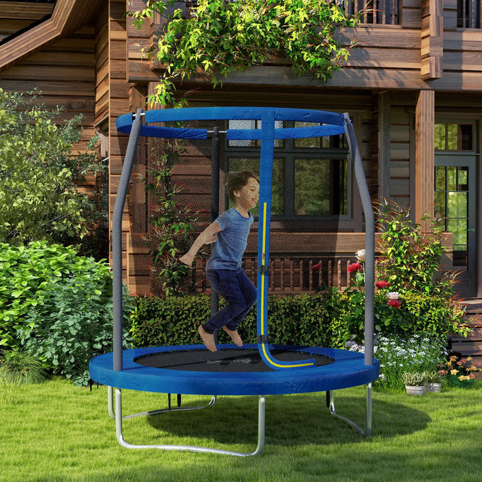 6FT Outdoor Trampoline with Safety Net | Blue and Black - Little and Giant Explorers SPORTNOW