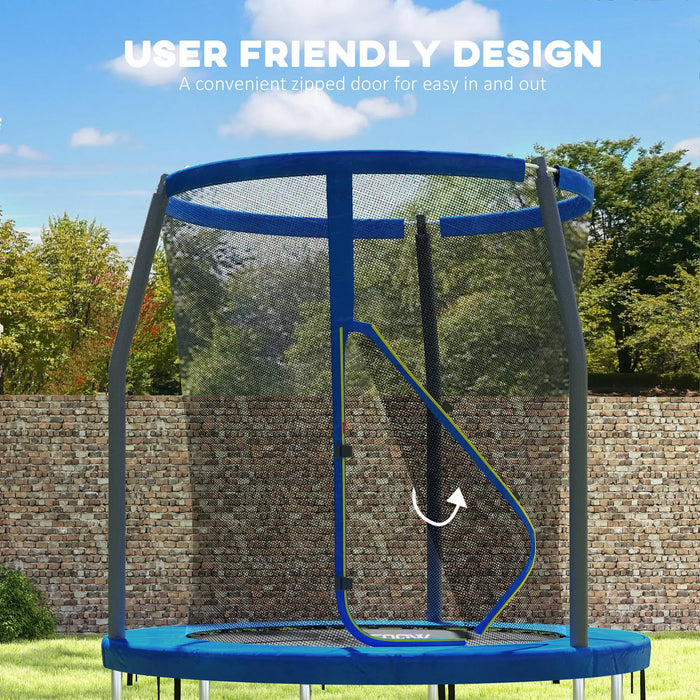6FT Outdoor Trampoline with Safety Net | Blue and Black - Little and Giant Explorers SPORTNOW