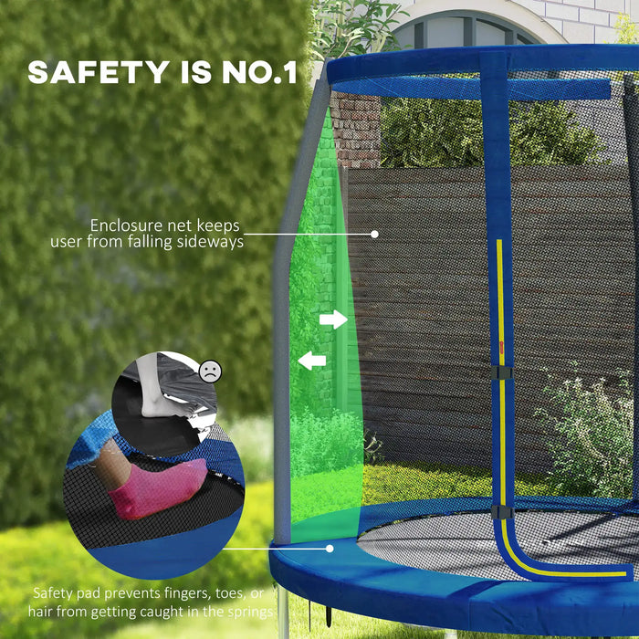 6FT Outdoor Trampoline with Safety Net | Blue and Black - Little and Giant Explorers SPORTNOW