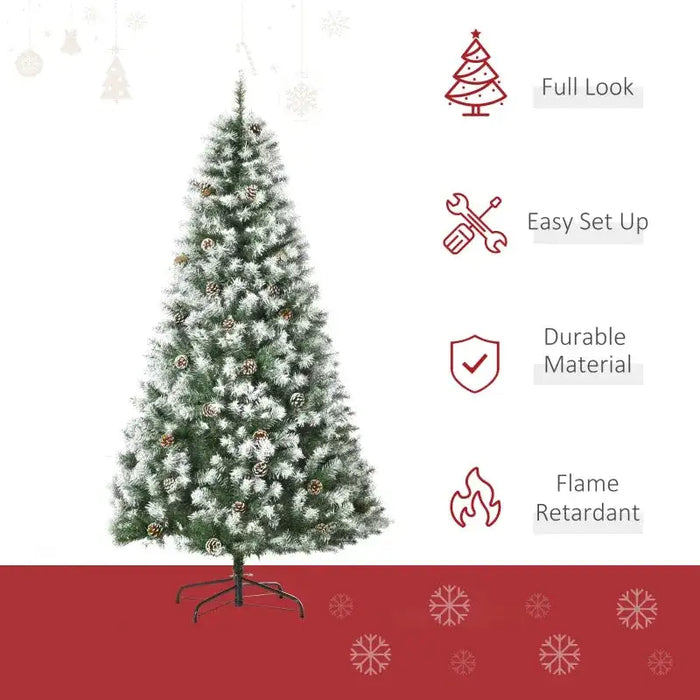 6FT Artificial Christmas Tree with Pine Cones - Little and Giant Explorers HOMCOM