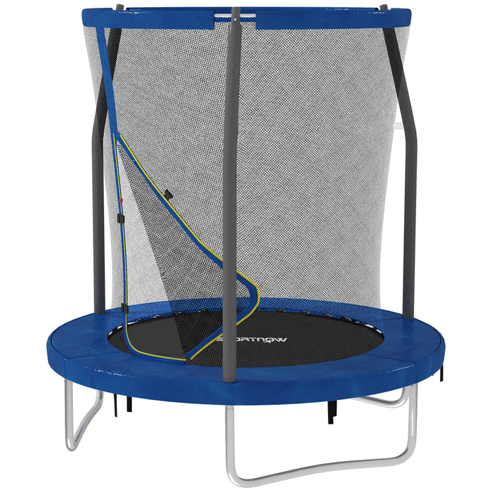 6FT Trampoline with Safety Enclosure Net and Steel Frame in Blue - Little and Giant Explorers SPORTNOW