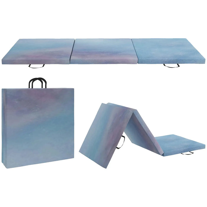6FT Foldable Gymnastics Mat | Tri-Fold in Sky Blue - Little and Giant Explorers HOMCOM