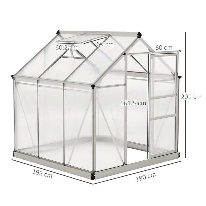 Greenhouse with dimensions labeled on a white background