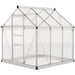 Clear greenhouse structure with a white background