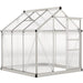 Glass greenhouse with metal frame on a white background