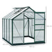 6 x 8FT Polycarbonate Greenhouse with Slide Door in Green - Little and Giant Explorers Outsunny
