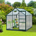 6 x 8FT Polycarbonate Greenhouse with Slide Door in Green - Little and Giant Explorers Outsunny