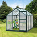 6 x 8FT Polycarbonate Greenhouse with Slide Door in Green - Little and Giant Explorers Outsunny