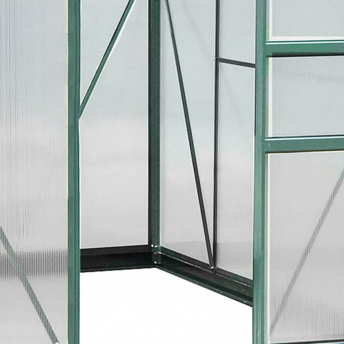 6 x 8FT Polycarbonate Greenhouse with Slide Door in Green - Little and Giant Explorers Outsunny