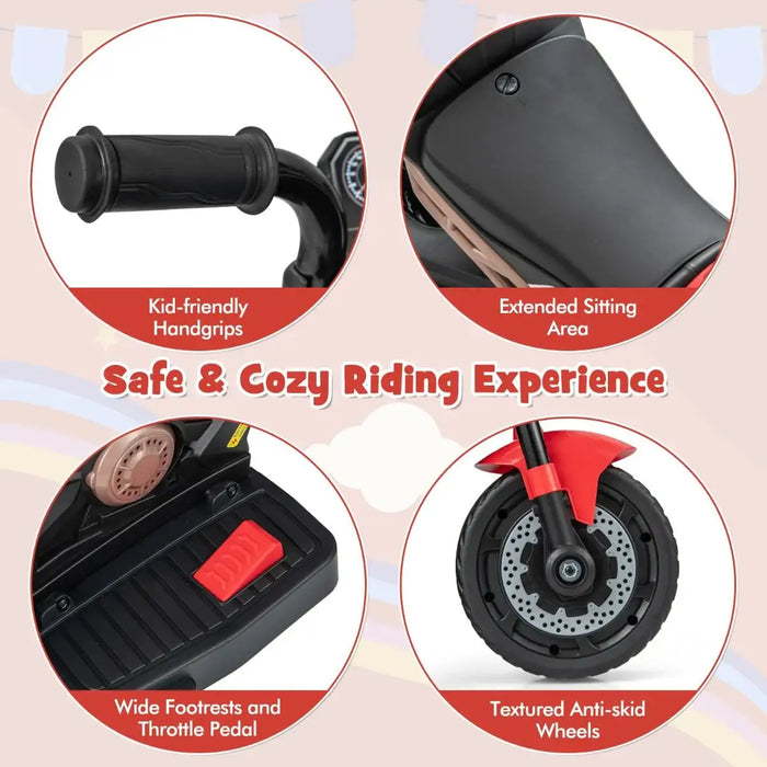 6V 2-in-1 Kids Electric Ride-On Motorbike – Red | Convertible 2/3-Wheel Design COSTWAY - Little and Giant Explorers Costway
