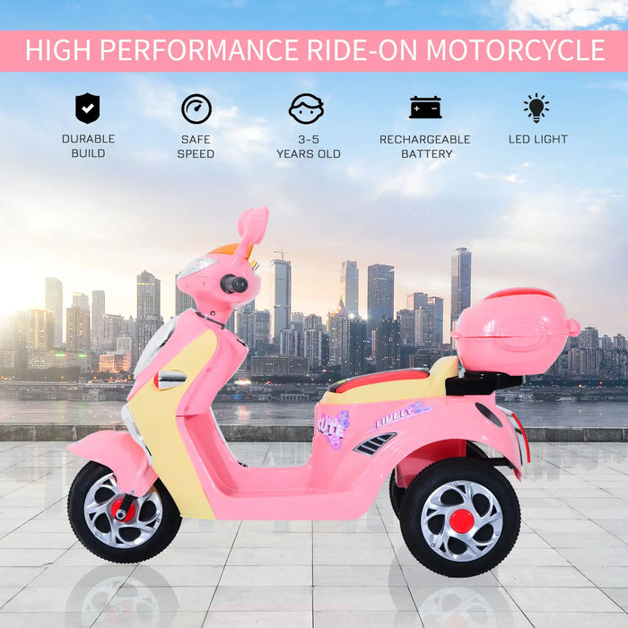 6V 3-Wheel Kids Electric Ride-On Motorcycle – Pink | Foot Pedal Control HOMCOM - Little and Giant Explorers HOMCOM