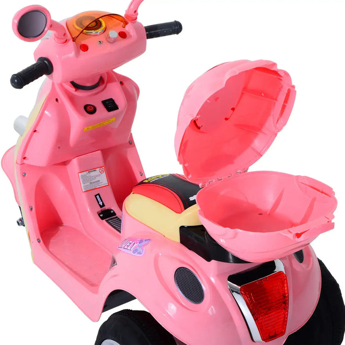 6V 3-Wheel Kids Electric Ride-On Motorcycle – Pink | Foot Pedal Control HOMCOM - Little and Giant Explorers HOMCOM