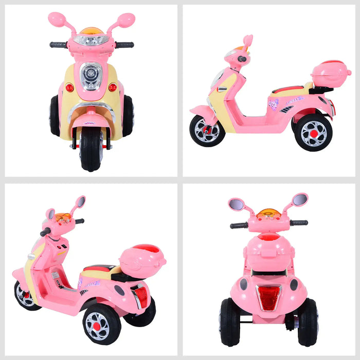 6V 3-Wheel Kids Electric Ride-On Motorcycle – Pink | Foot Pedal Control HOMCOM - Little and Giant Explorers HOMCOM