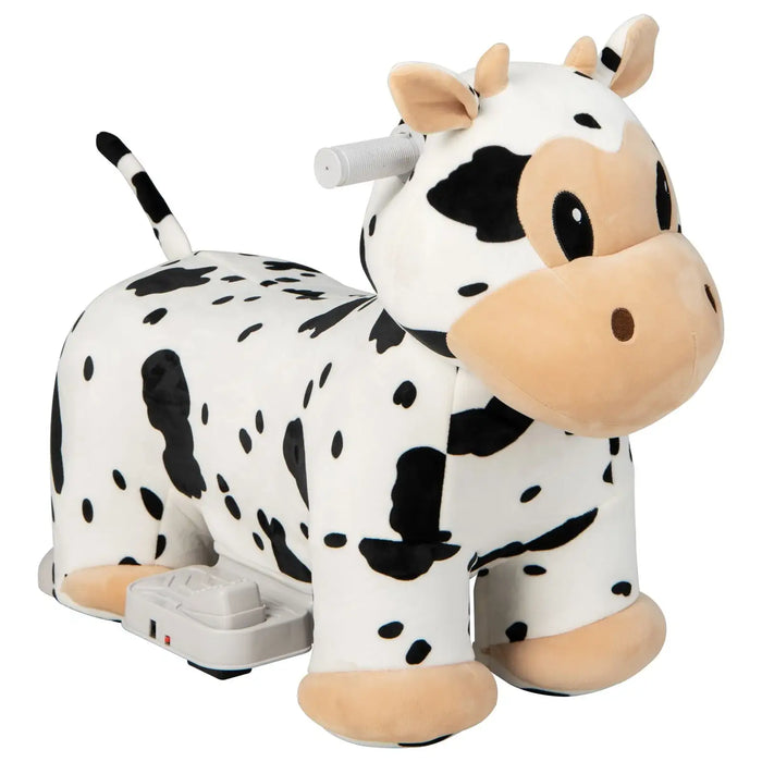 6V Animal Plush Ride-On Toy – Cow | Soft Washable Cover and Music Function COSTWAY - Little and Giant Explorers