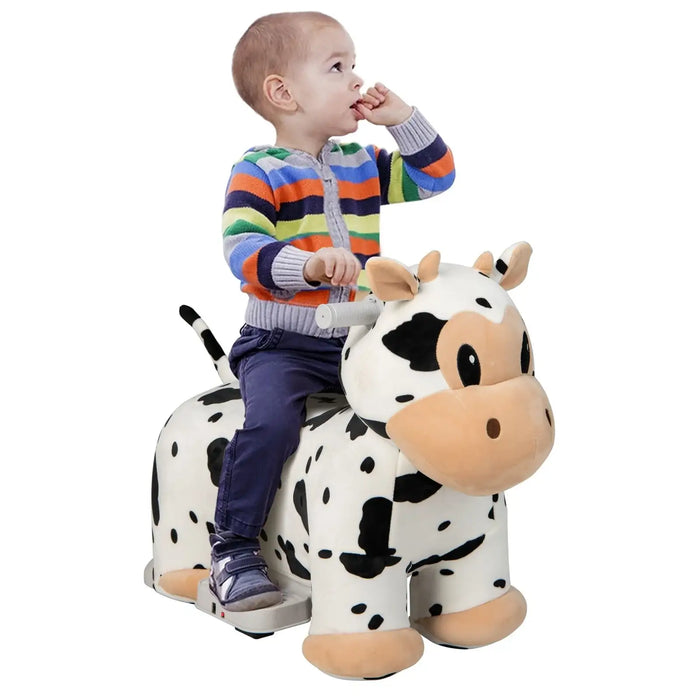 6V Animal Plush Ride-On Toy – Cow | Soft Washable Cover and Music Function COSTWAY - Little and Giant Explorers
