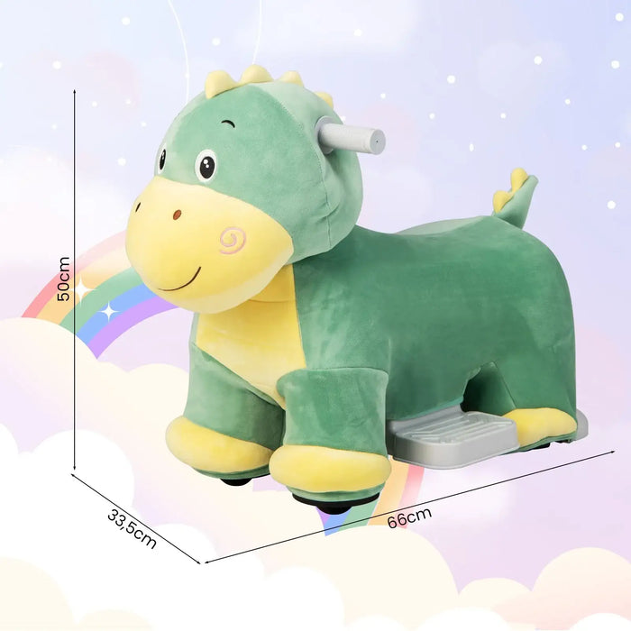 6V Animal Plush Ride-On Toy – Dinosaur | Soft Washable Cover and Music Function COSTWAY - Little and Giant Explorers