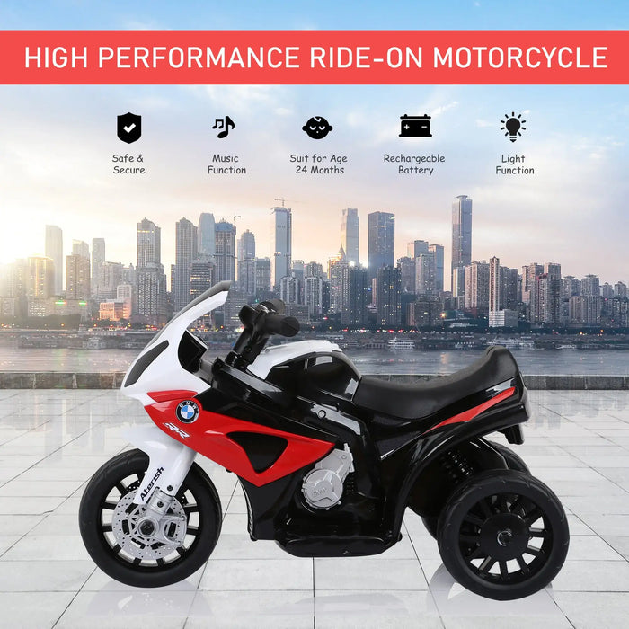 High performance ride-on black and red kids motorcycle toy with rechargeable battery and music function