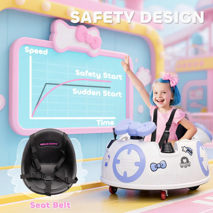6V Hello Kitty Bumper Car | Official Licensed Design with Dual Control - Little and Giant Explorers AIYAPLAY