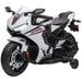 White Honda motorcycle toy with black accents on a white background