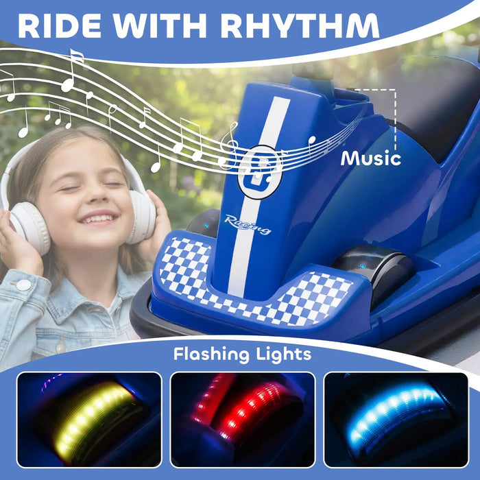6V Kids Electric Bumper Car – Blue | 360° Spin, LED Lights and Music AIYAPLAY - Little and Giant Explorers AIYAPLAY