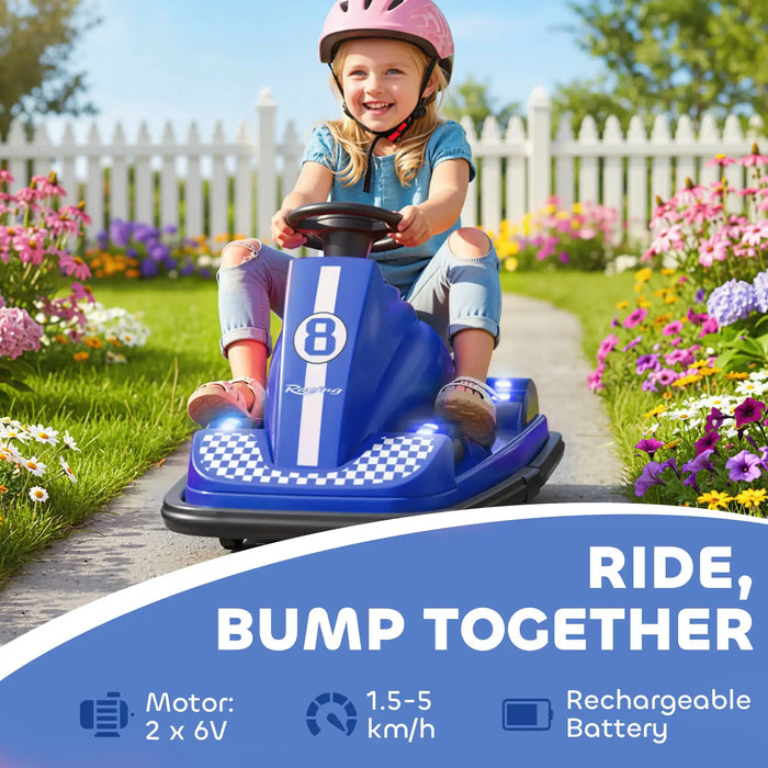 6V Kids Electric Bumper Car – Blue | 360° Spin, LED Lights and Music AIYAPLAY - Little and Giant Explorers AIYAPLAY