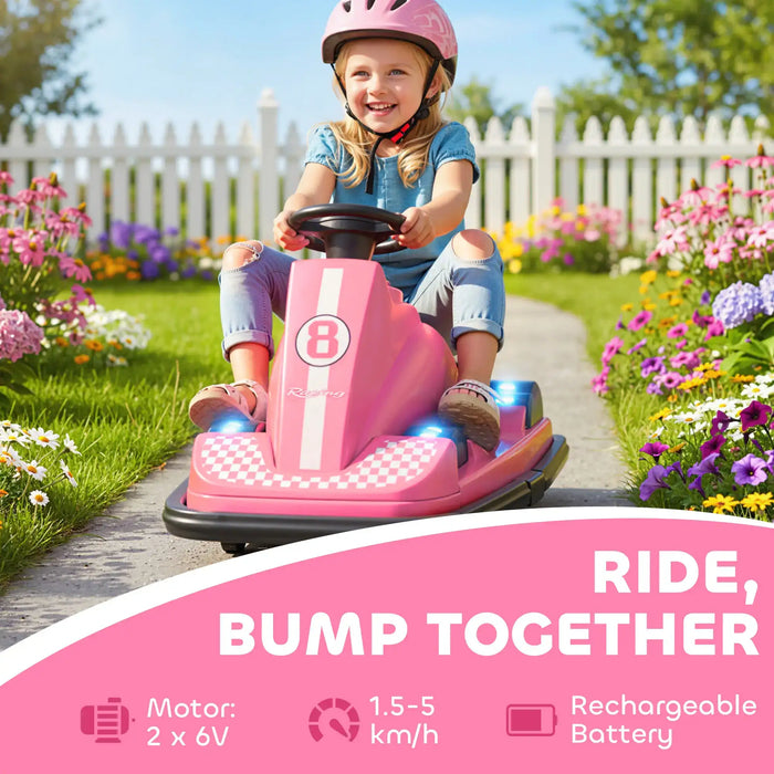 6V Kids Electric Bumper Car – Pink | 360° Spin, LED Lights and Music AIYAPLAY - Little and Giant Explorers AIYAPLAY