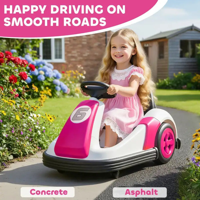 6V Kids Electric Bumper Car – Pink | 360° Spinning Ride-On with Music, Horn and Safety Belt AIYAPLAY - Little and Giant Explorers AIYAPLAY