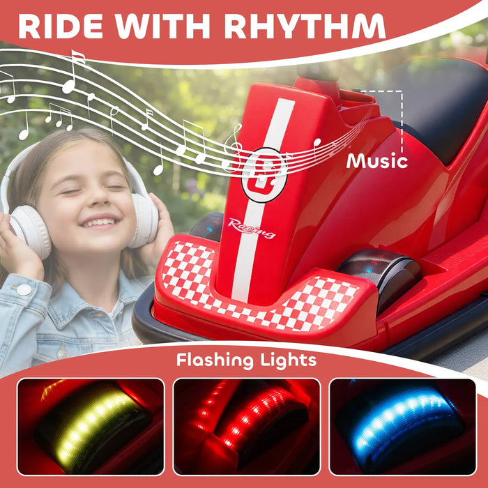 6V Kids Electric Bumper Car – Red | 360° Spin, LED Lights and Music AIYAPLAY - Little and Giant Explorers AIYAPLAY
