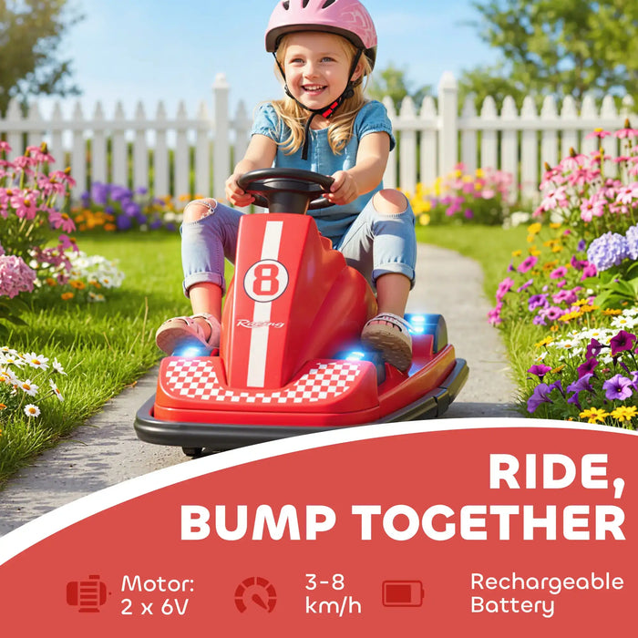 6V Kids Electric Bumper Car – Red | 360° Spin, LED Lights and Music AIYAPLAY - Little and Giant Explorers AIYAPLAY