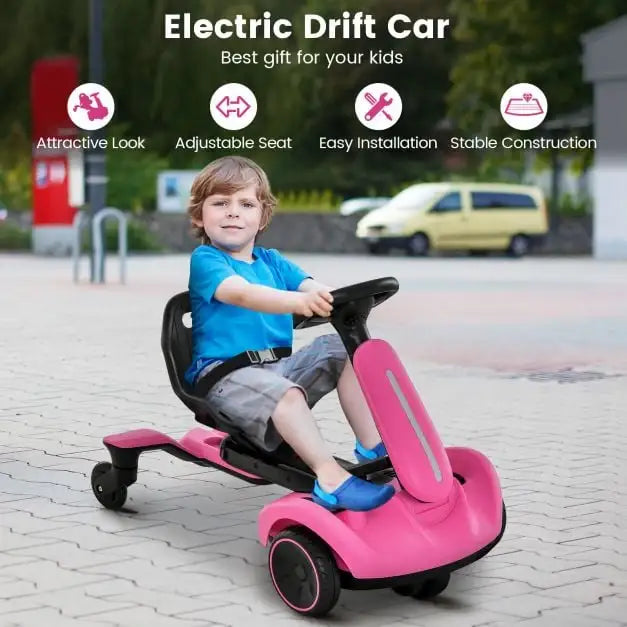 6V Kids Electric Drift Car – Pink | 360° Spin - Adjustable Seat COSTWAY - Little and Giant Explorers Costway