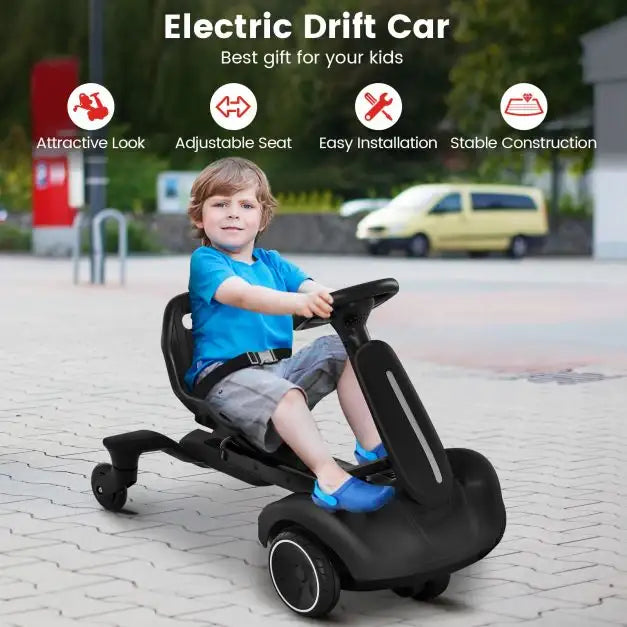 6V Kids Electric Drift Car – White | 360° Spin - Adjustable Seat COSTWAY - Little and Giant Explorers Costway