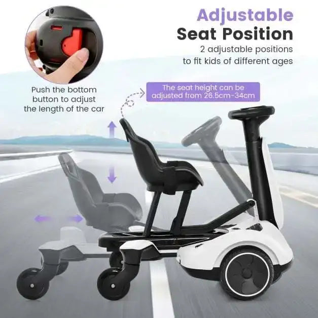 6V Kids Electric Drift Car – White | 360° Spin - Adjustable Seat COSTWAY - Little and Giant Explorers Costway